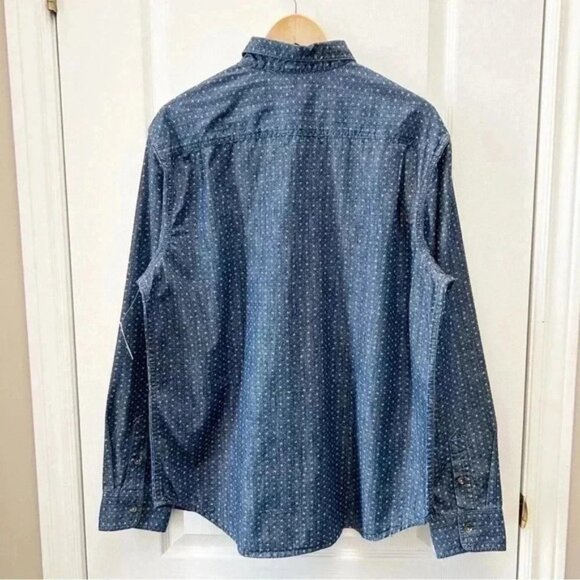 Old Navy Mens Shirt Long Sleeve Button Down Cotton Collared Blue White Large NWT - Picture 4 of 14